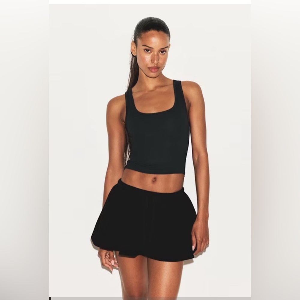 SKIMS Black Cotton Fleece Mini Skirt Onyx Small BNWT - Picture 1 of 11